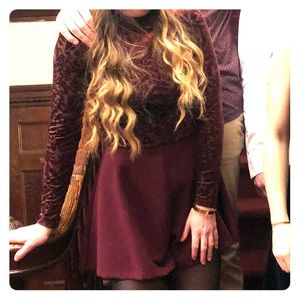 Burgundy velvet romper